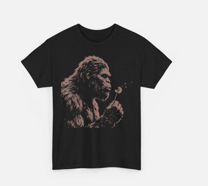 Blowing Wishes Funny Shirt, Bigfoot Blowing Dandelion Vintage Art T-Shirt S