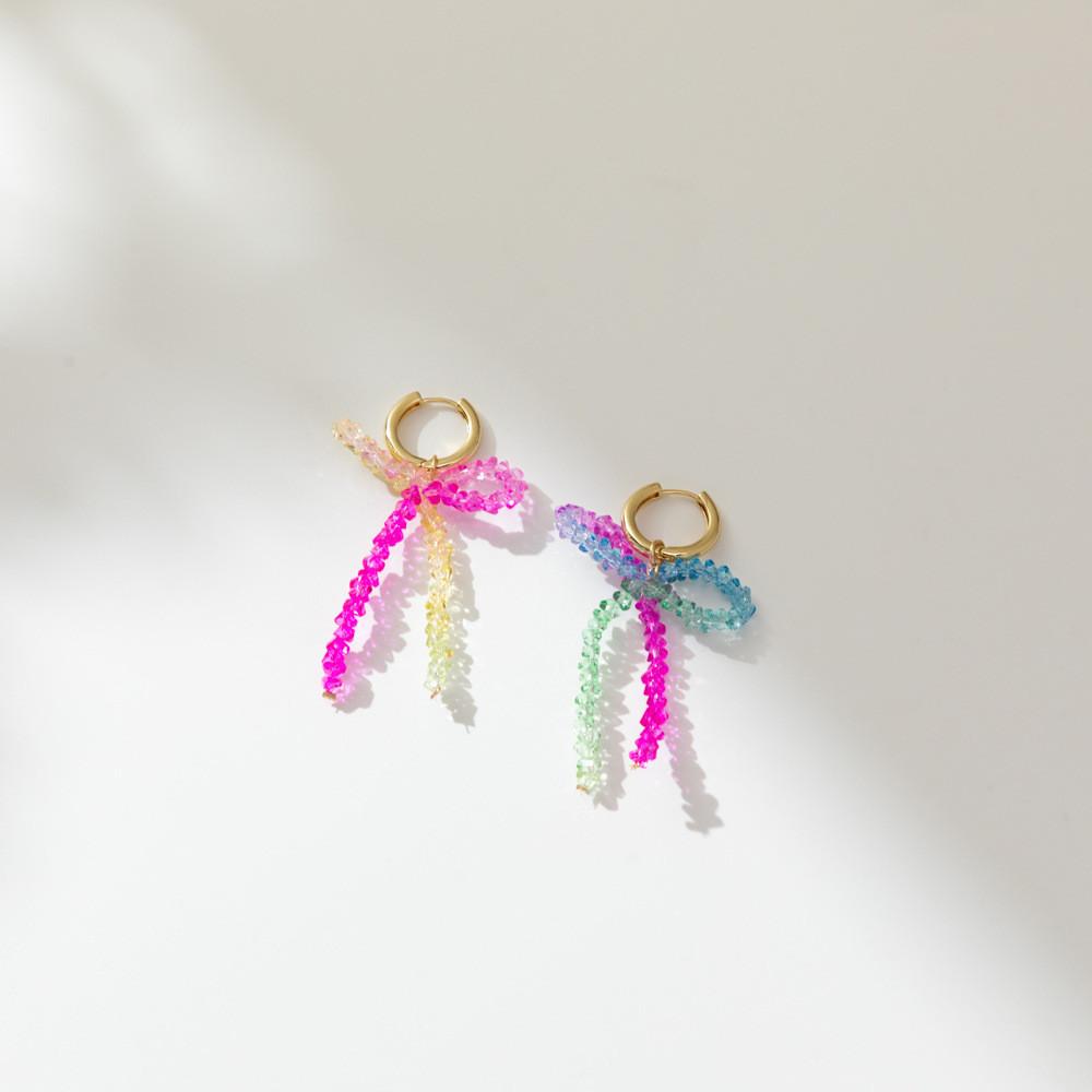 Trendy 2023 Fall Colorful Bowknot Crystal Earrings Women's Geometric Jewelry