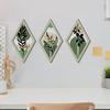 3 Pcs Boho Minimalist Wall Art Geometric Plants Hollow Out Wall Hanging Decor Farmhouse Abstract Bohemian Wood Poster for Living Room Bedroom Entrance