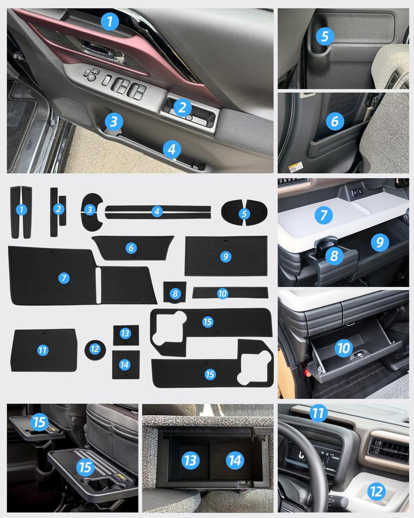 LANGBEAN Suzuki Custom Interiér Gumové Vrecká na Dverách Proti Poškriabaniu a Hluku Interiér Spacia Custom Sada 21 Spacia/Spacia Podložiek, Kompatibilné s MK54S/MK94S,