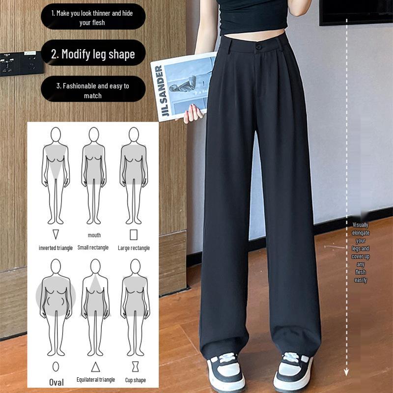 Summer 2026 Cooling High-Waist Wrinkle-Resistant Ice Silk Pants - Slimming, Straight Leg Design
