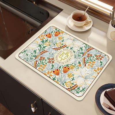 Premium Quick-Dry Dish Drying Mat Super Absorbent  Anti-Slip Kitchen Sink Pad Heat Resistant Placemat for Coffee Bar Dining Table Bathroom