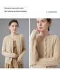 2025 Autumn/Winter Women's Chic Cashmere Cable Knit Cardigan with Pearl Buttons