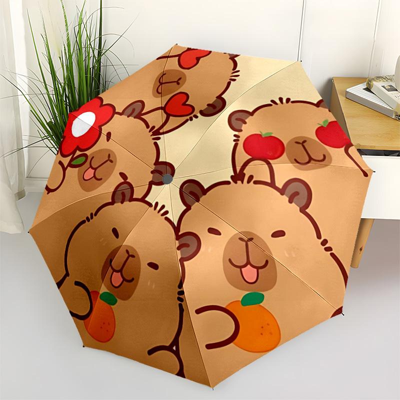1pc Capybara Automatic Folding Umbrella, Sturdy And Durable Automatic Folding Umbrella with 8 Ribs, Convenient for Outdoor Use074