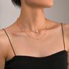 Simple, Pearl Necklace Double Stacked Metal Chain Neck Chain Collarbone Chain