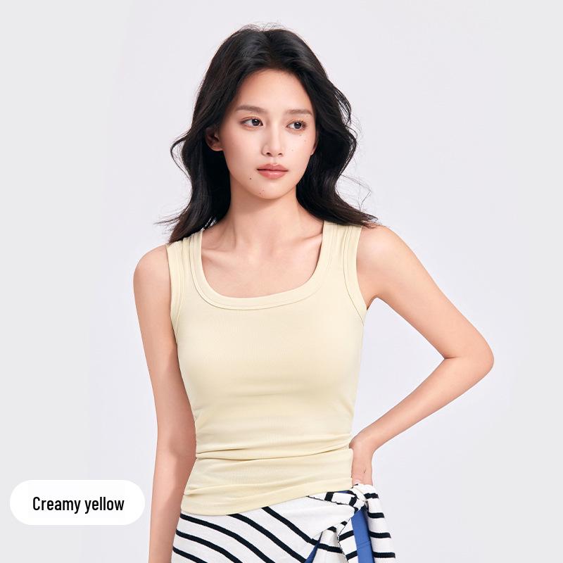 

Women s Slim-Fit Tencel Cotton Camisole: Solid Black & White Anti-Exposure Top for Layering, Ideal for Spring and Summer. L [fits 50-60 kg]