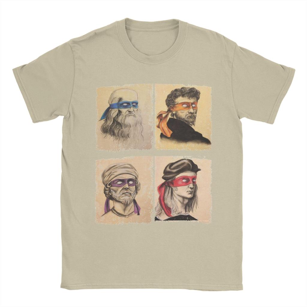 Science Turtles T Shirt Men Pure Cotton Fun T-Shirt Round Collar Mutant Ninja Renaissance Tees Short Sleeve Clothing Adult