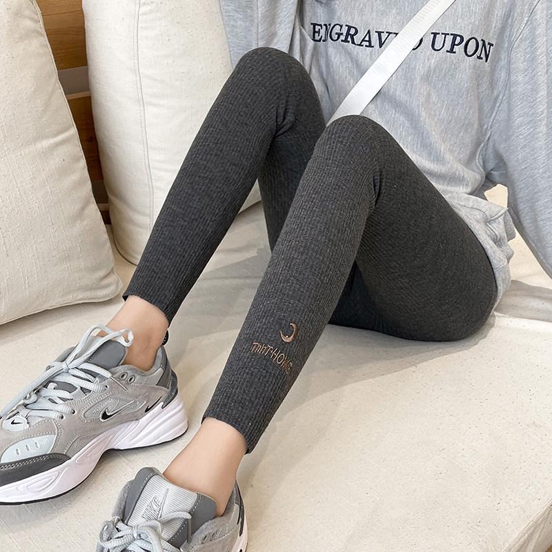 

Women s High Waist Ribbed Skinny Pants - Gray, Slimming, Petite, Plus Size, Casual, for Spring & Autumn 2026. One Size [80-110 lbs] темно-серого