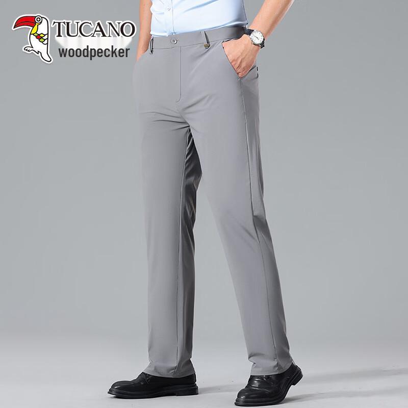 Tucano Men's Ice Silk Business Casual Straight-Leg Suit Pants