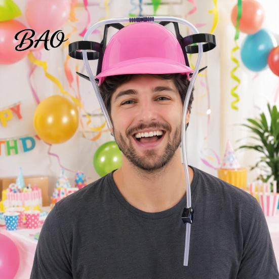 Párty pokrývka hlavy Klobouk na pití se slámkou, Pijácký klobouk pro dospělé, Plastová líná helma, Hands-free kreativní pivo Narozeninové večírky Festivaly Doma