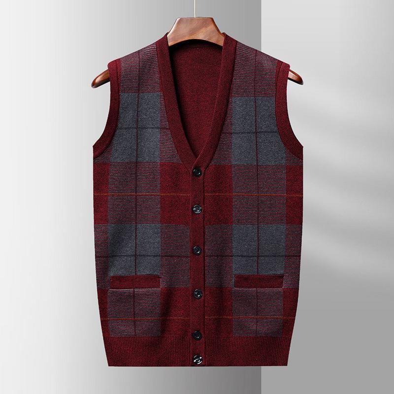 

Осень и Зима Новый Мужской Шерстяной Вязаный Жилет Жилет Приталенный Модный Сочетание Цветов Вязаный Кардиган Мужской. 4XL