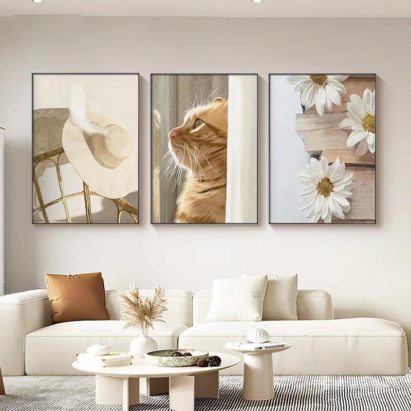 Bej Papură Păpădie Artă de Perete Pictură Floare Uscată Iarbă Plante Imprimeu pe Pânză Nisip Mână Poster Imagini de Perete Nordice Decor Acasă