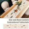 Floral Pattern Moon Star Table Runner Washable Eid Mubarak Table Runner  Home Decor