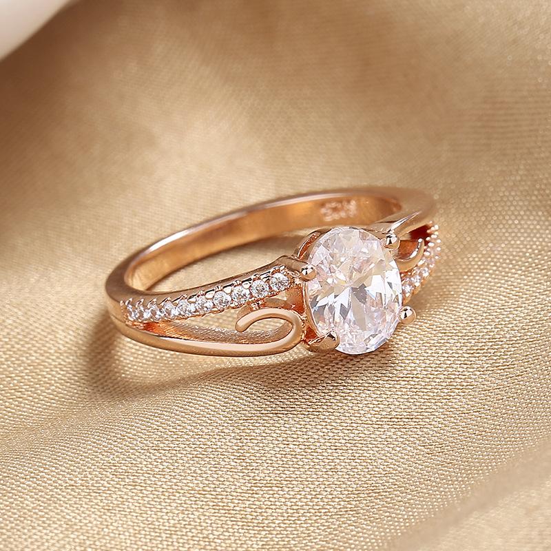Lindon Classic Copper Alloy Zircon Ring Ladies Jewelry Wedding Promise Party Gift