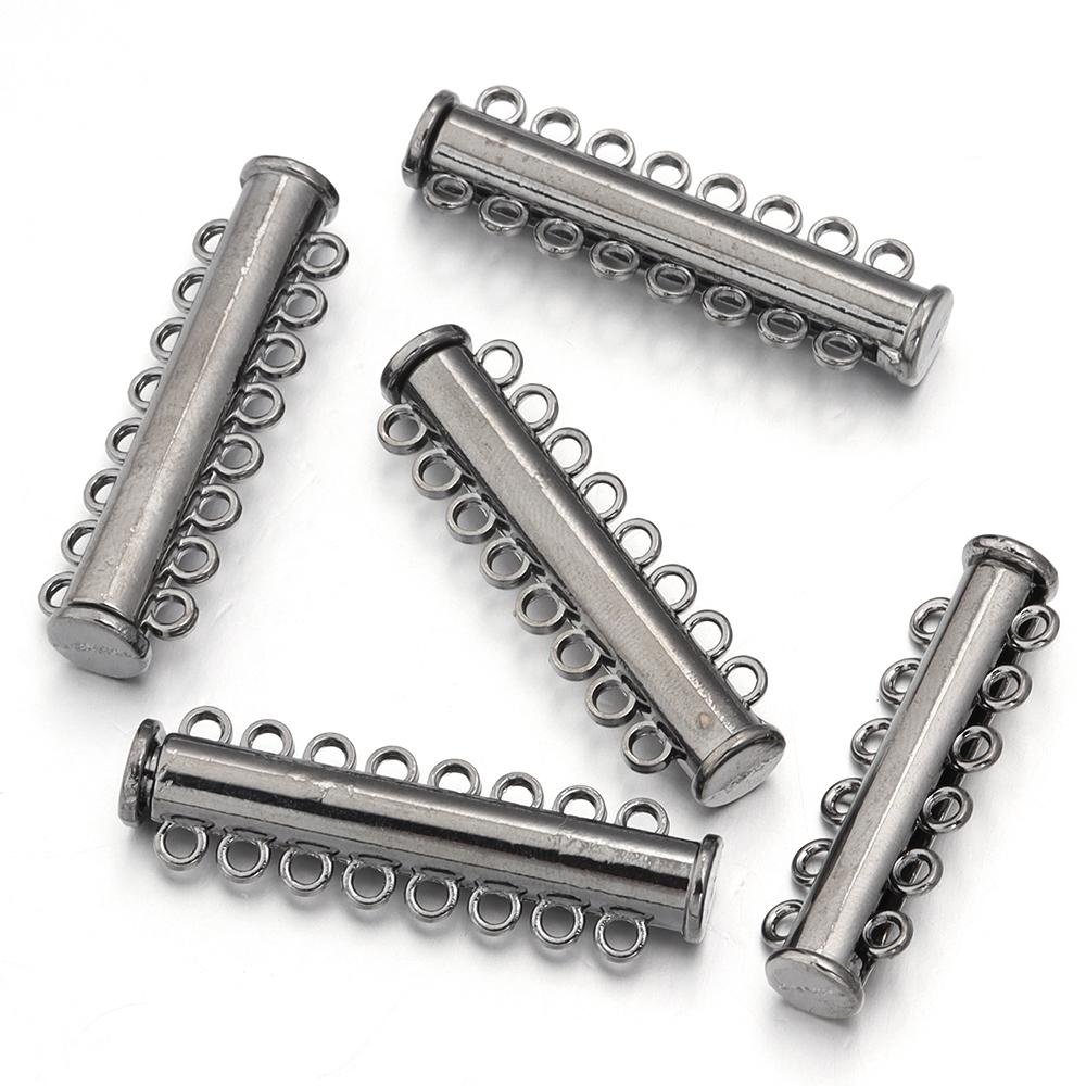 5Pcs 2/3/4/5/6/8 Holes Strong Magnetic Clasps Slide Tubes Lock Clasp Connectors DIY Bracelet Necklace Buckle Hook Jewelry Making
