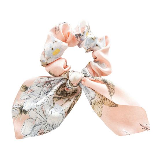 Hair Tie Floral Print Bunny Ear Design Hair Rope High Elasticity No Damage Bun Half-Tied Hairstyles Ponytail Holder Hair Accessory