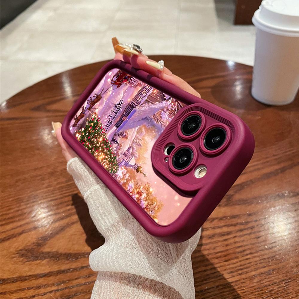 N114 Merry Christmas Desig Art Happy New Year Soft Angel Eyes Phone Cases for iPhone 16 15 14 13 11 Pro Max 8 7 6s Plus 12 XR XS Max Shockproof Cover