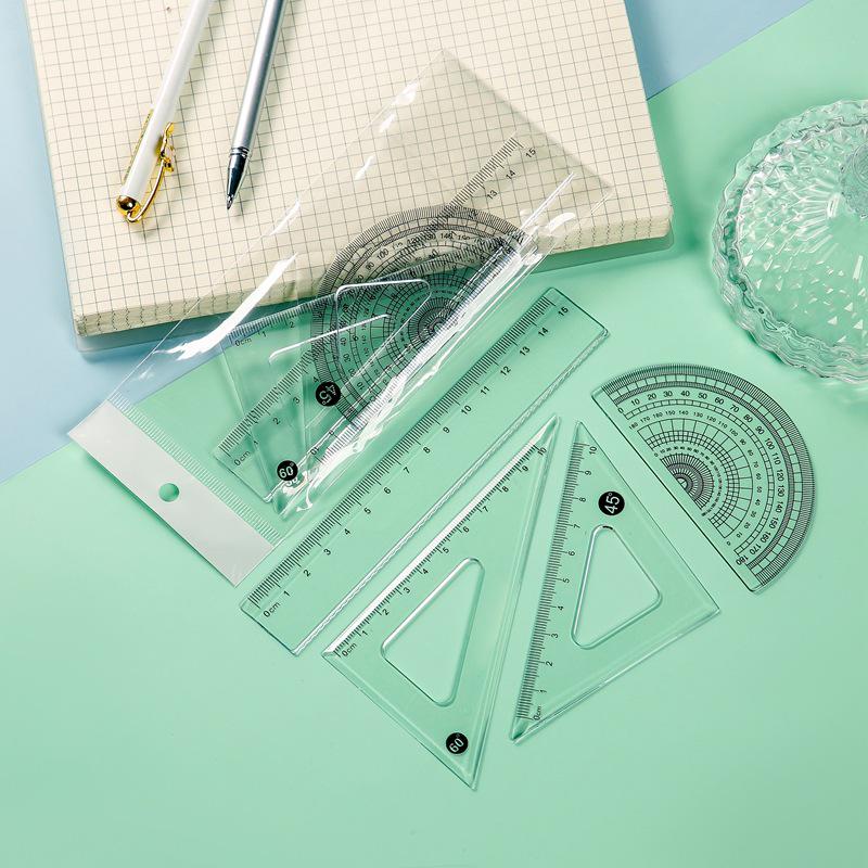 

Four-Piece Student Ruler Set: Includes Drawing and Measuring Plastic Rulers, Customizable with Logo. 15cm