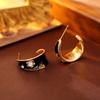 C-Shaped Chinese Black Enamel Drip Earrings - High-End Fashion, Atmospheric INS Style Jewelry
