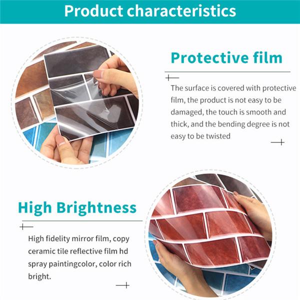 15cmX30cmX6PCS Waterproof Oilproof Wall Sticker Brick Tile Stickers
