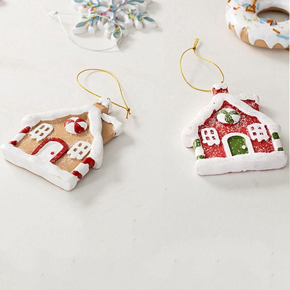 Snowflake Donut Christmas Tree Ornaments Small Christmas Decoration Resin Christmas Cottage  Party