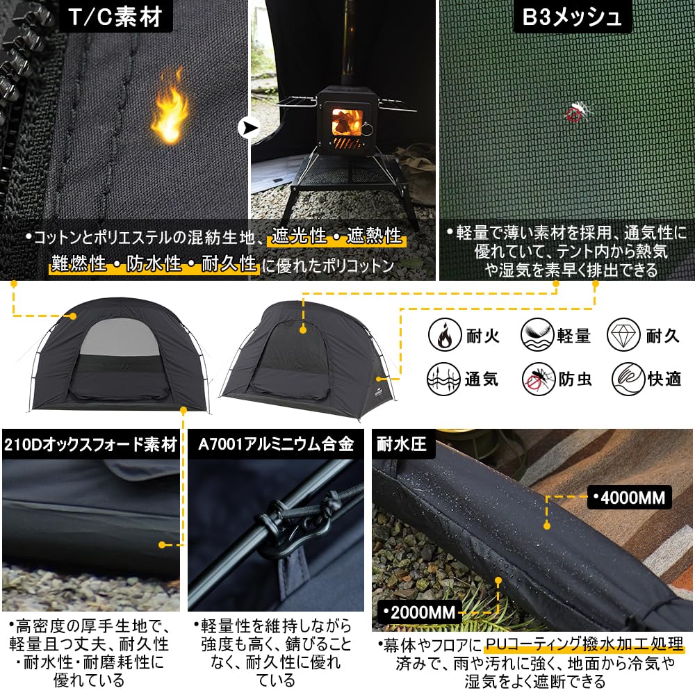 Soomloom Extension Annex Separate Tent Double Pole for VIKING Connecting Freestanding Tent Sunshade Lightweight Compact Camping Outdoor Tent