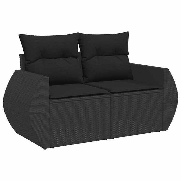 VidaXL Salon de jardin 7 pcs avec coussins noir résine tressée 3268385