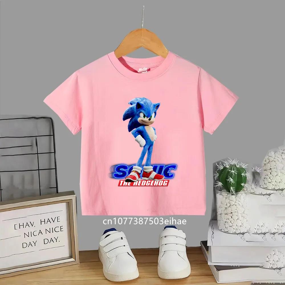 Sonic Popular Anime Merch Kids Round Neck Short Sleeve T Shirt Summer Casual Fashion Comfortable Breathable Daily Wear