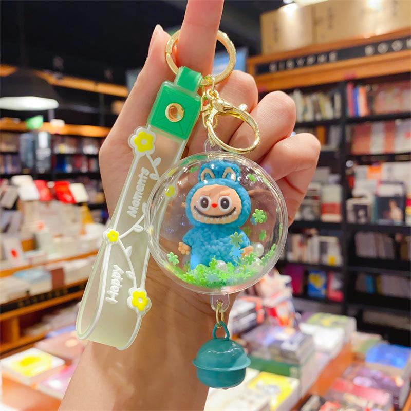 Cartoon Rocking Music Rabub Keychain Pendant Cute Labubu Bubble Beads Schoolbag Car Pendant
