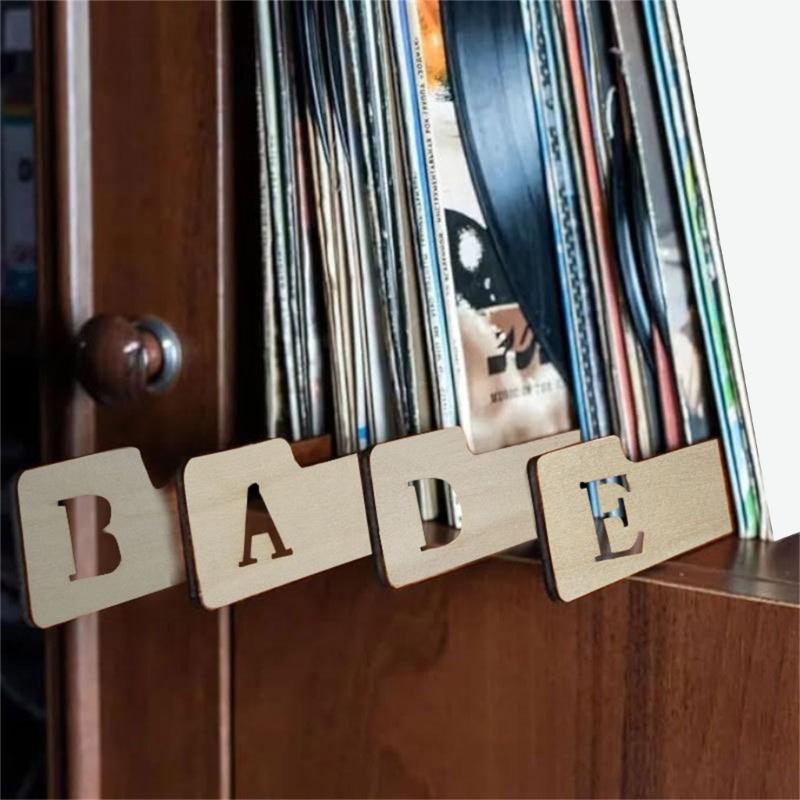 13/26Pcs Wooden Bookcase Separators Numbered Marker For Music Discs And Magazine Storage