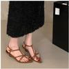 French retro cross strap Roman sandals women's outer wear 2025 summer new with skirt wedges pointed sandals