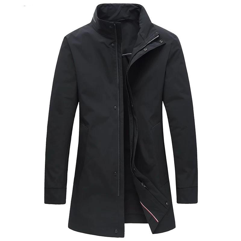 

Men s High-End Business Casual Stand-Up Collar Windbreaker Jacket L чорний