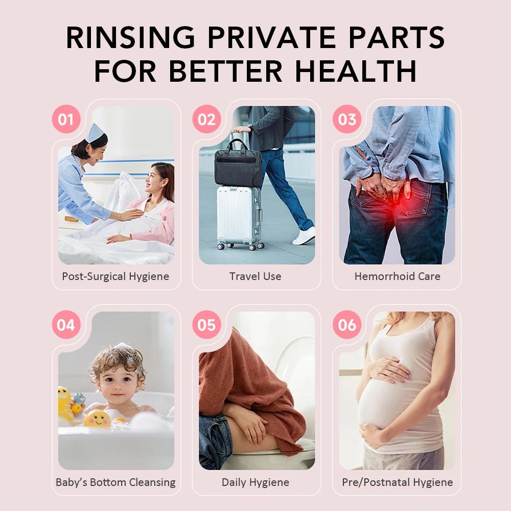 Portable Travel Bidet Handheld Rechargeable Bidet Bottle for Pregnant Women Infant Hygiene Cleansing Personal Care 120ml