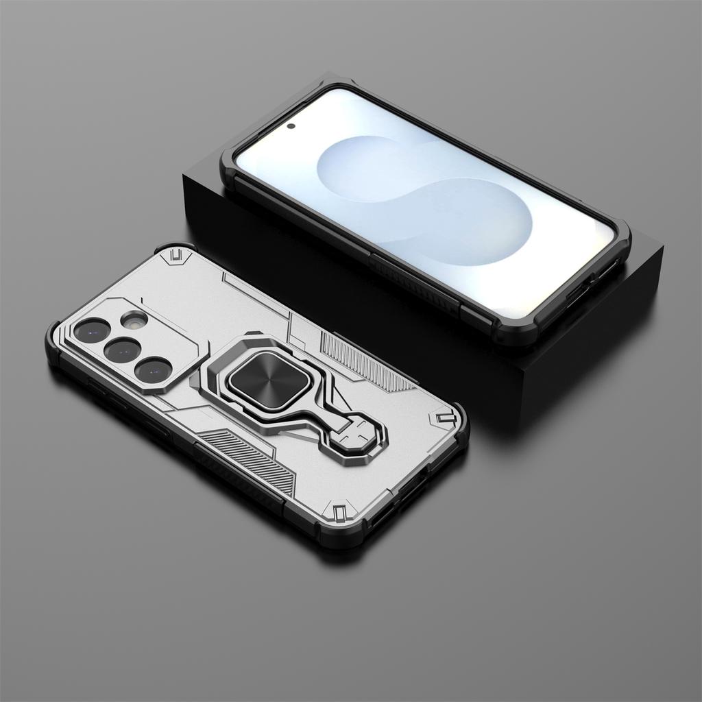 For Samsung Galaxy S25+ Case Rotatable Ring Kickstand PC + TPU Shockproof Phone Cover