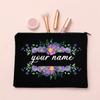 Personalized Makeup Bag Flower with Name Bridal Cosmetic Case Monogram Toiletries Pouch Wendding Birthday Holiday Gifts for Her