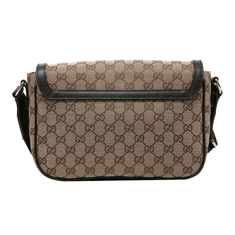 Gucci Vintage Logo Leather Canvas Messenger Bag Men Bags Ebony Dark-Brown 449172-KY9KN-9886
