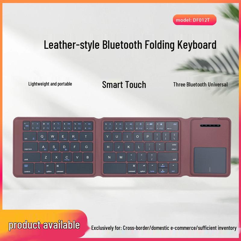 Leather-Feel Foldable Bluetooth Keyboard & Mouse: Multi-System Support, Portable, Silent