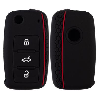 Silicone  Car Flip Key Fob Case Cover For Skoda Fabia Octavia For Seat Leon Toledo Altea Ibiza For Vw Golf Polo Bora Beetle