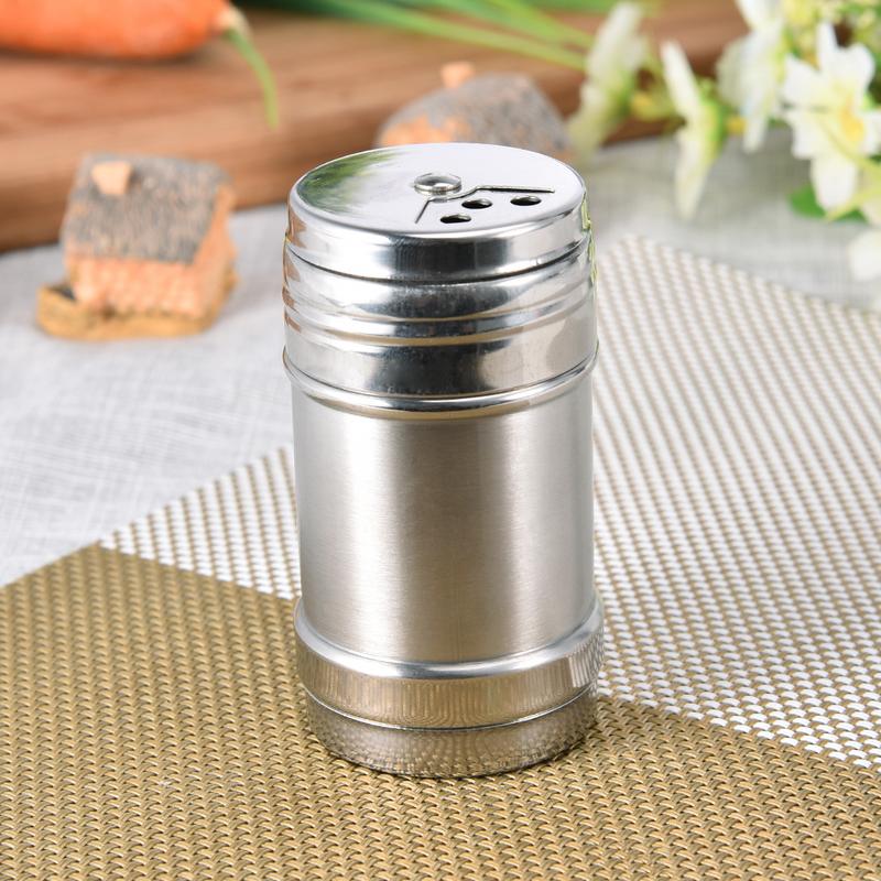 Stainless Steel Spices Shaker Seasoning Cans Rotate Camping Barbecue Jars Spices Storage Box Salt Sugar Pepper Storage Bottle