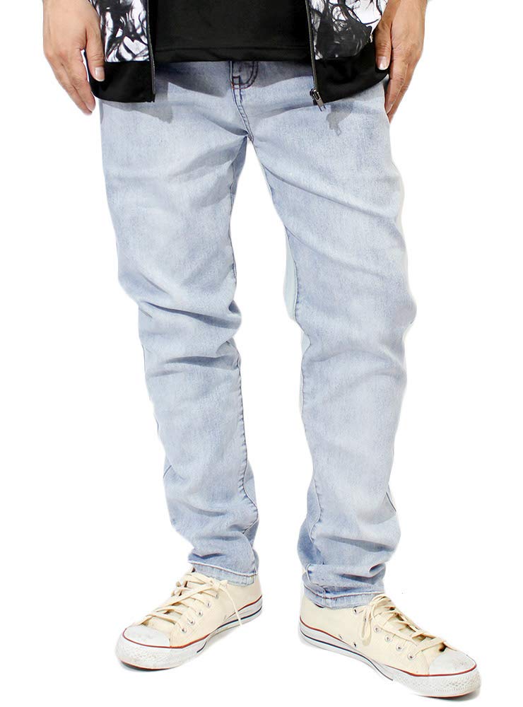 

Однотонные мужские зауженные брюки, больших размеров, джинсовые, тянущиеся, облегающего кроя, джинсы, размер 2L, отбеленные