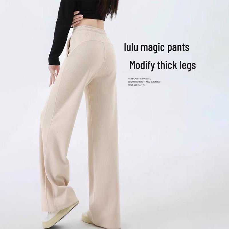 

Women s 2024 White Chenille Wide-Leg Corduroy Sweatpants - Loose Fit, Plus Velvet, Autumn/Winter Collection L