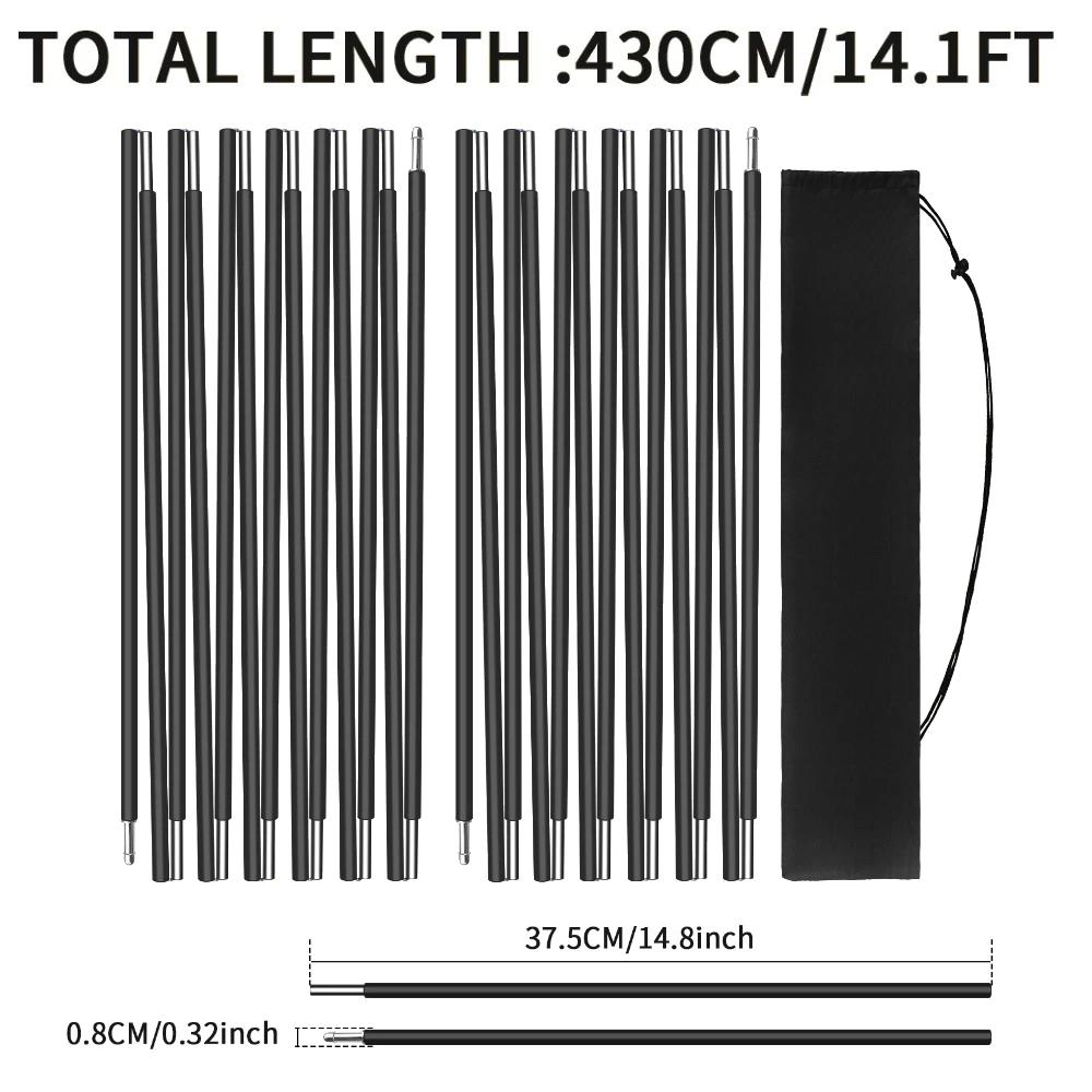 Aluminum Alloy Tent Poles 360CM/430CM Camping Tent Rods 11/13Section Camping Essential Accessories