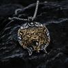 Vintage Stainless Steel Men's Viking Wolf Head Pendant Necklace