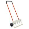 Snow Pusher Shovel with Wheels, 61 Cm Wheeled Snowplow Shovel with Bi-Directional Angled Blade & 90 Degree Adjustable Handle