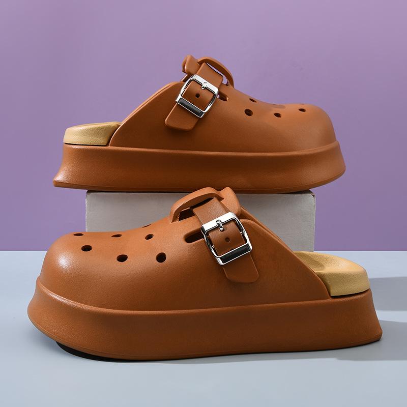 24 new summer hole shoes girls EVA wear non-smelly foot bag head half drag fashion versatile slippers