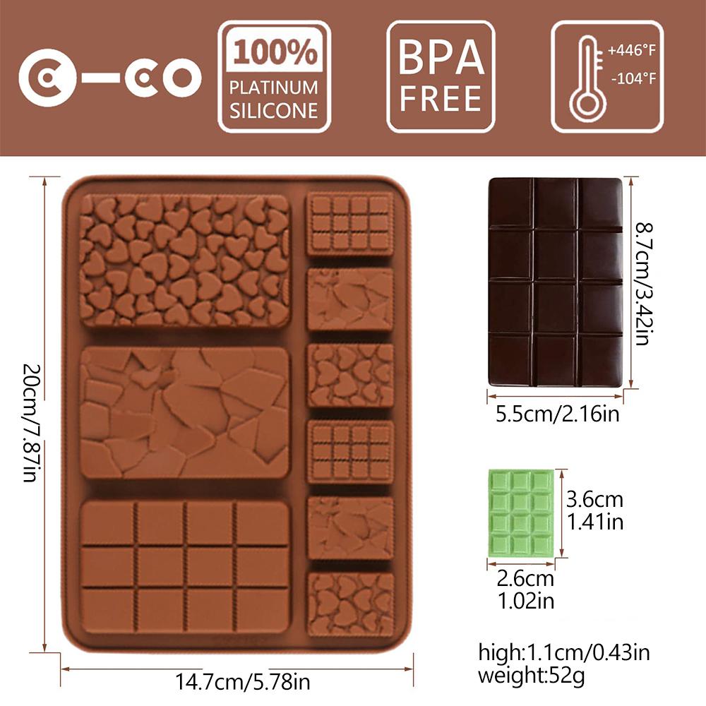 Chocolate Bar Silicone Mold  Bakeware Silicone Molds For Fondant Jelly Candy Mould Chocolate Wax Melts Moulds