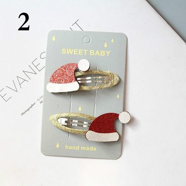 2pcs Girls Cute Christmas Hairpins Hair Clip Cartoon Headwear Kids Barrettes Gift Hair Accessories