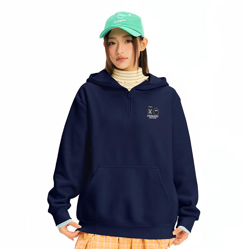 Fingercroxx Herren Kapuzenpullover mit halbem Reißverschluss