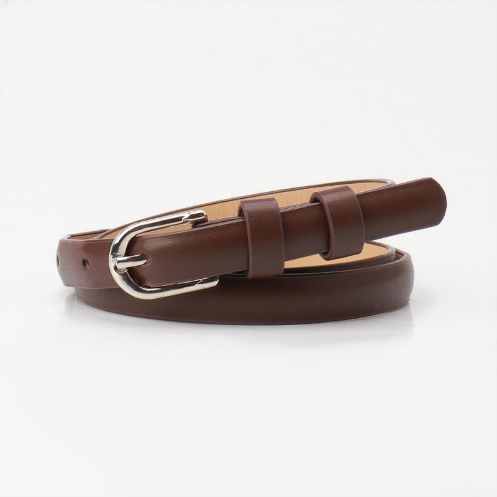 Adjustable Fashion Belt Solid Color PU Leather Belt Fashion Pin Buckle Belt  For Ladies