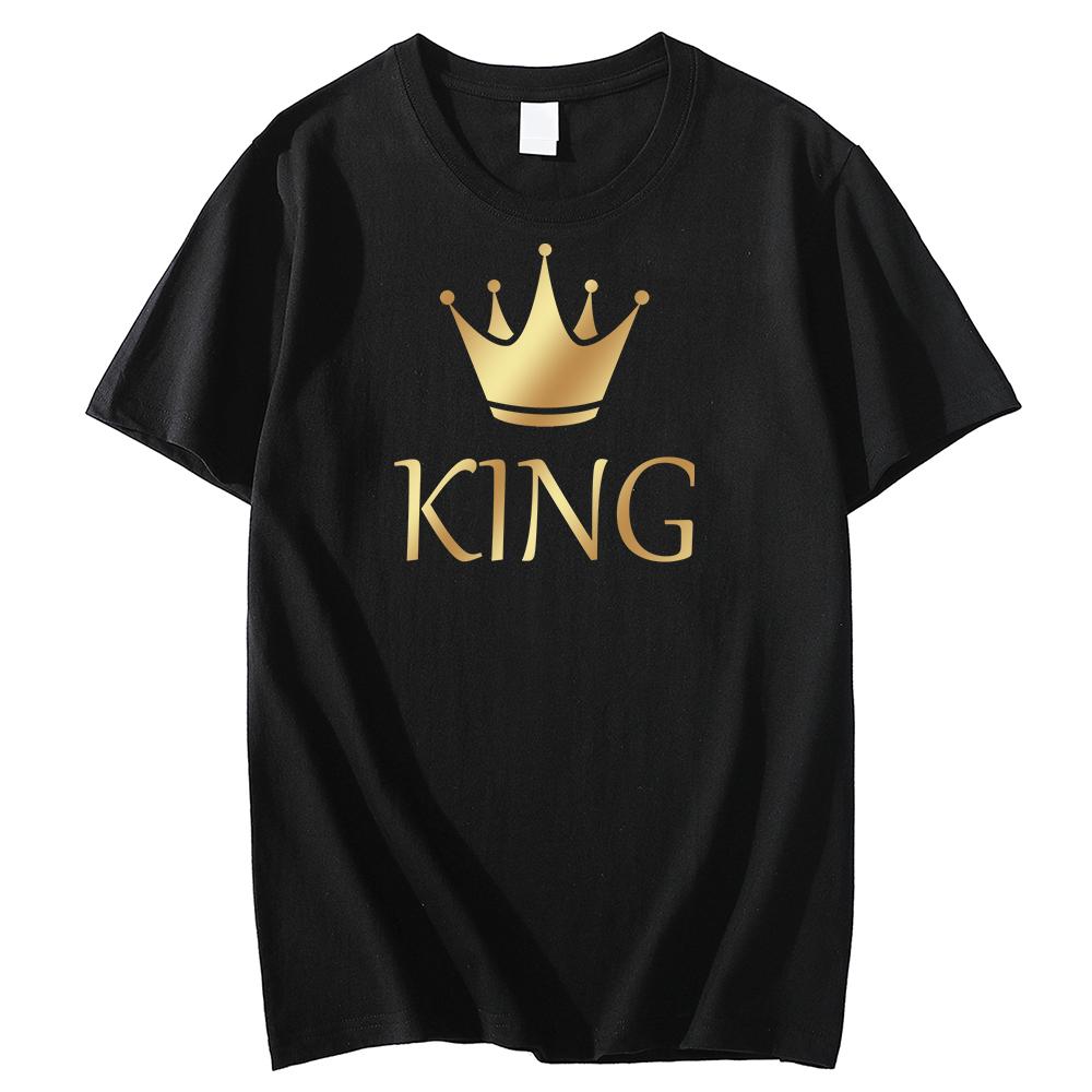 

2026 Couple T-shirt Summer King Queen Letter Printed women Tshirt Valentine s Day Short Sleeve Tees Women s Clothing - Men s ... S разноцветный